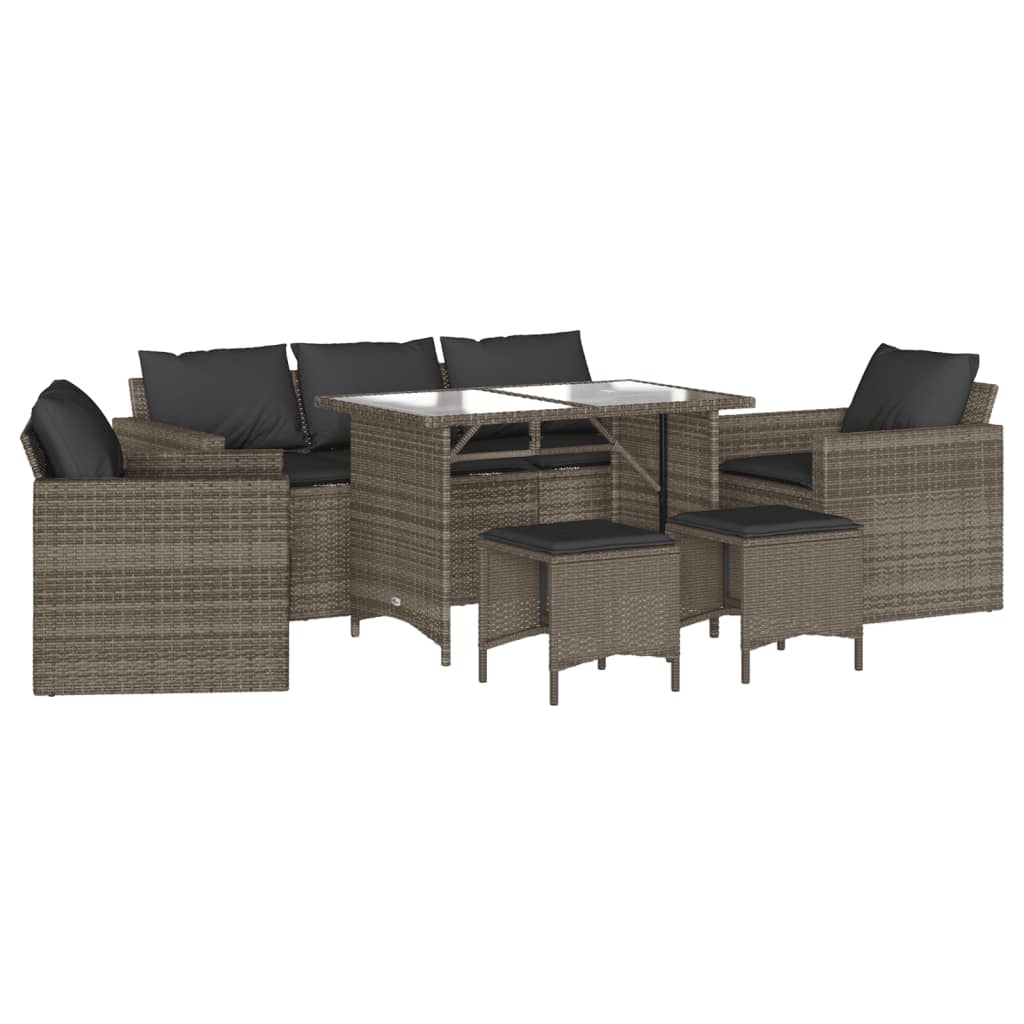 6-delige Loungeset met kussens poly rattan grijs is nu te koop bij PeponiXL, paradijselijk wonen!