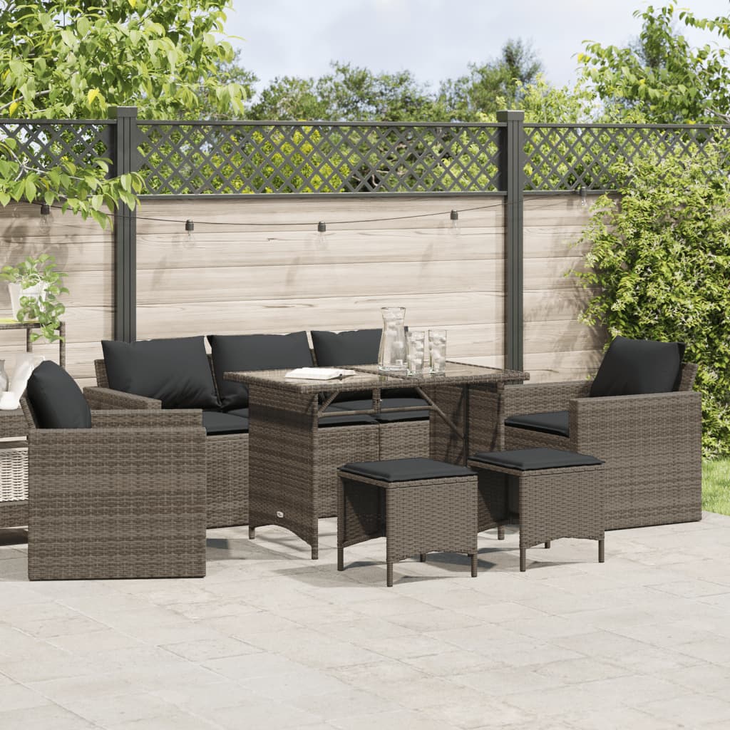 6-delige Loungeset met kussens poly rattan grijs is nu te koop bij PeponiXL, paradijselijk wonen!
