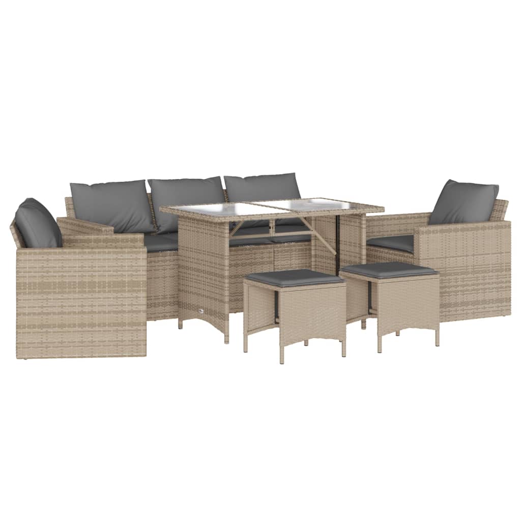 6-delige Loungeset met kussens poly rattan beige is nu te koop bij PeponiXL, paradijselijk wonen!