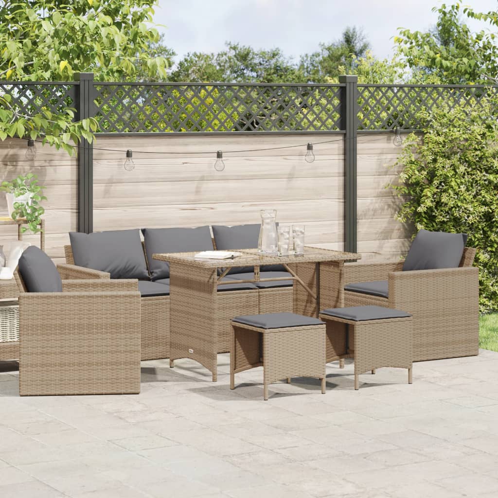 6-delige Loungeset met kussens poly rattan beige is nu te koop bij PeponiXL, paradijselijk wonen!