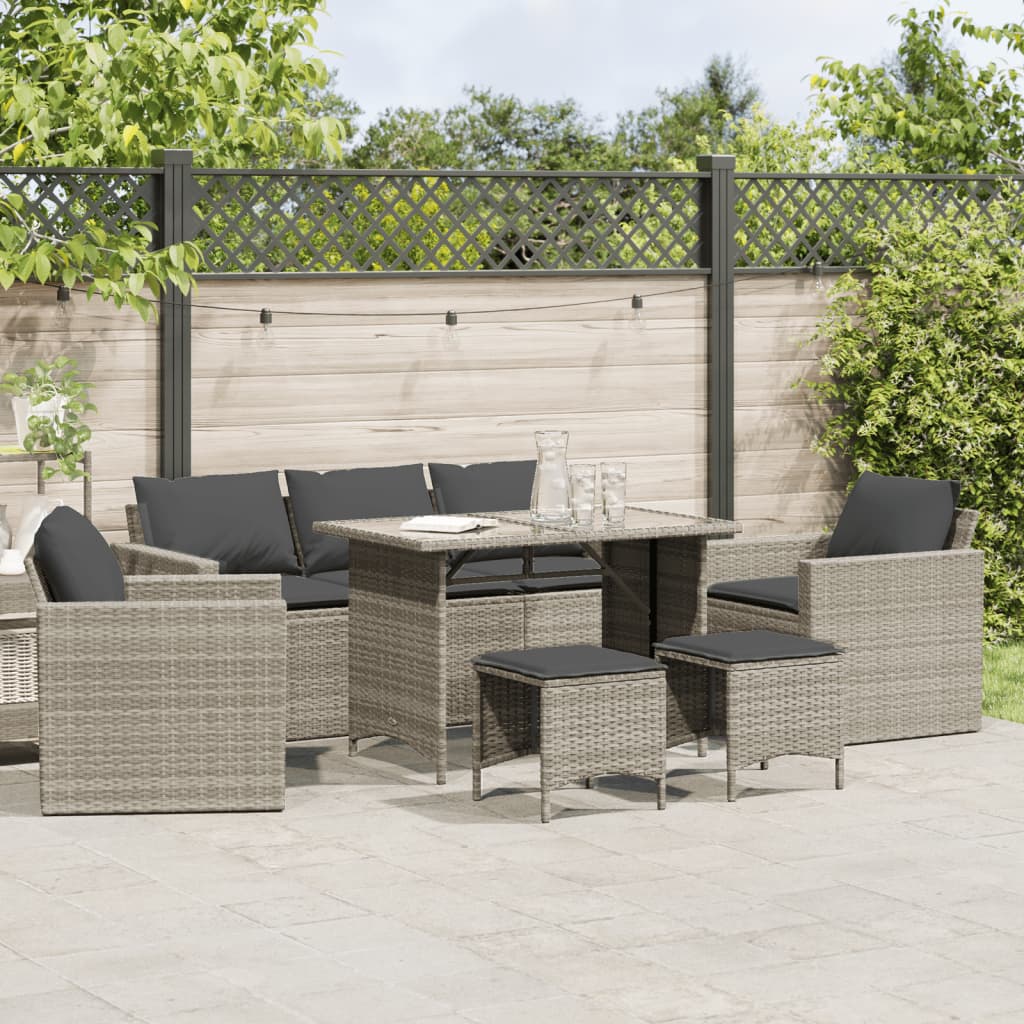 6-delige Loungeset met kussens poly rattan lichtgrijs is nu te koop bij PeponiXL, paradijselijk wonen!