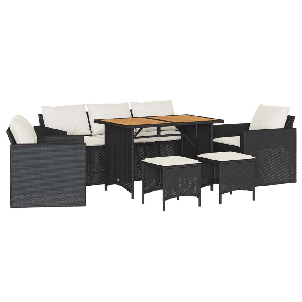 6-delige Loungeset met kussens poly rattan zwart is nu te koop bij PeponiXL, paradijselijk wonen!