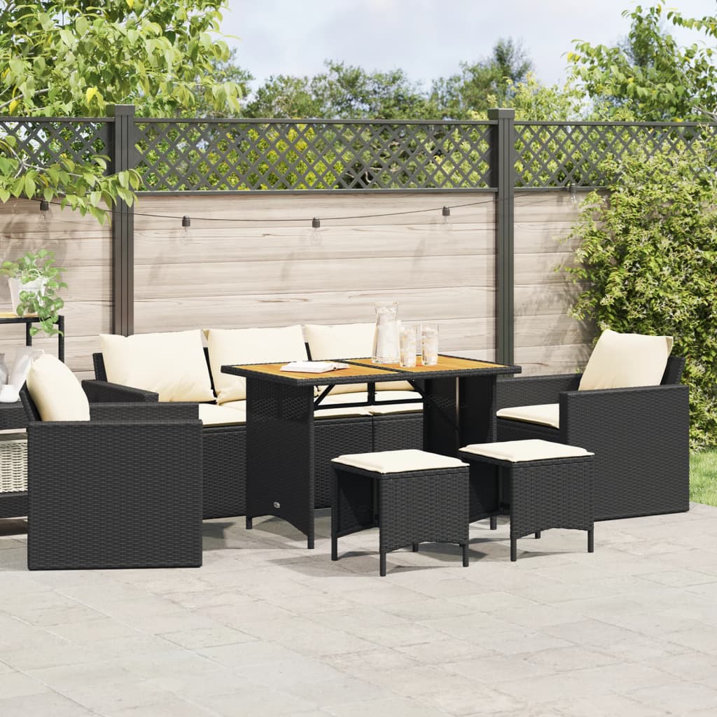 6-delige Loungeset met kussens poly rattan zwart is nu te koop bij PeponiXL, paradijselijk wonen!
