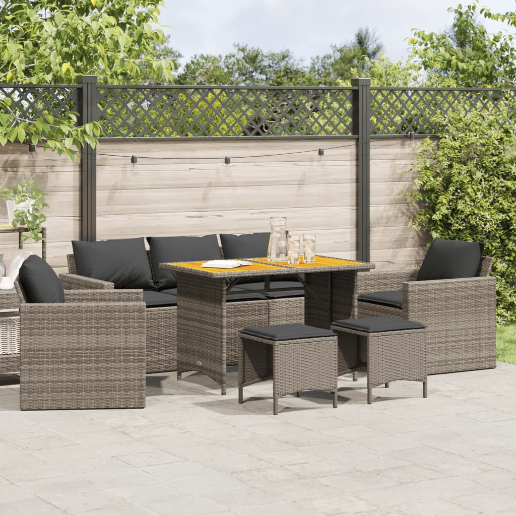 6-delige Loungeset met kussens poly rattan grijs is nu te koop bij PeponiXL, paradijselijk wonen!