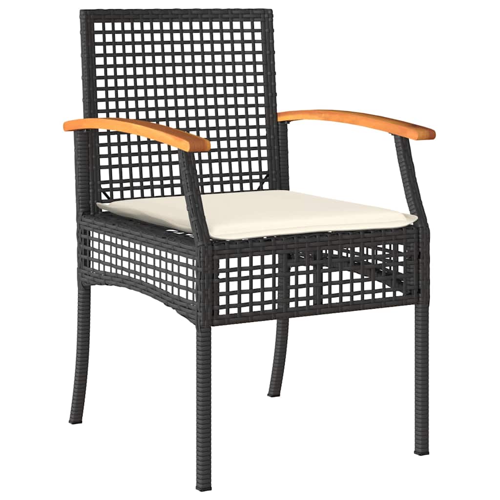 3-delige Tuinset met kussens poly rattan zwart
