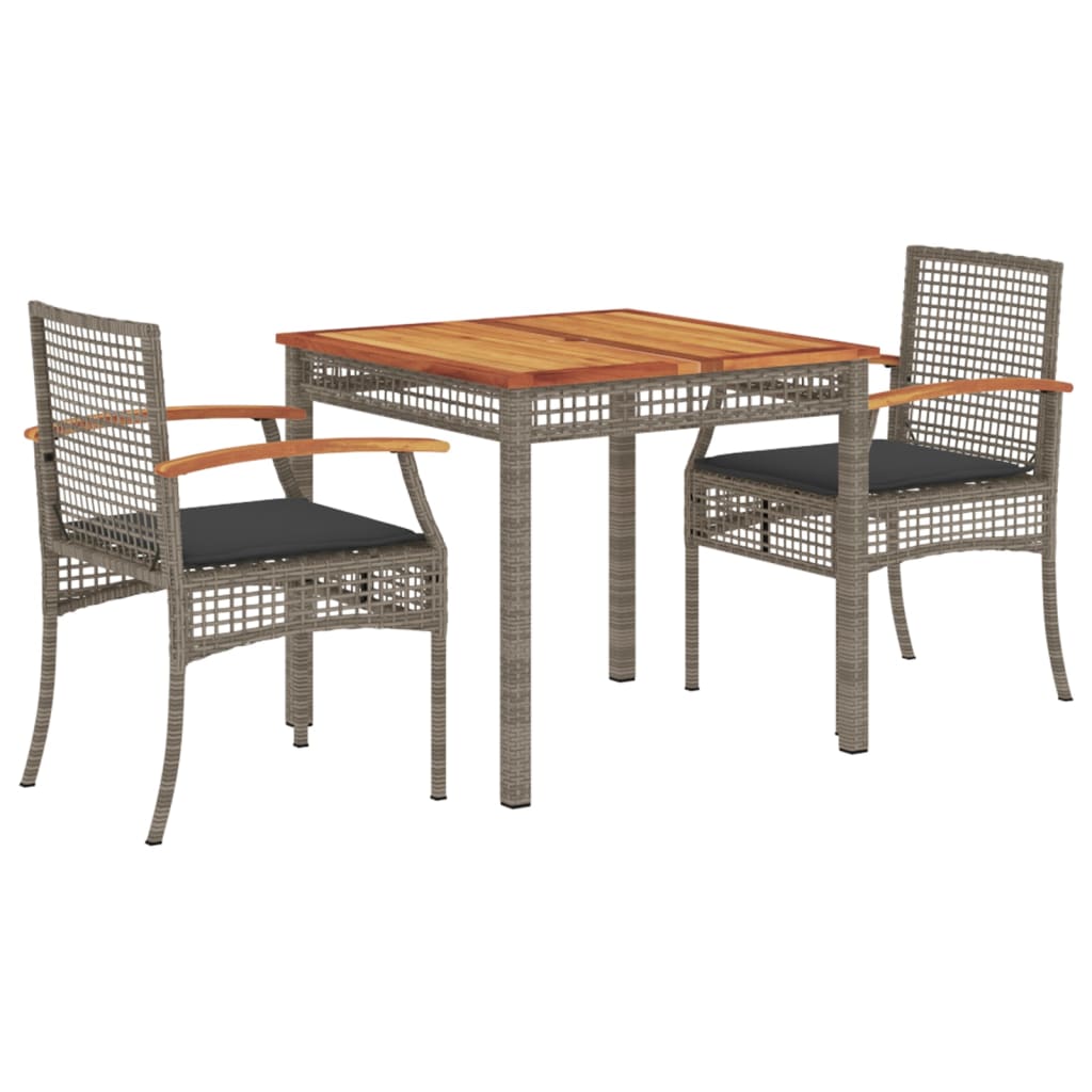3-delige Tuinset met kussens poly rattan grijs is nu te koop bij PeponiXL, paradijselijk wonen!