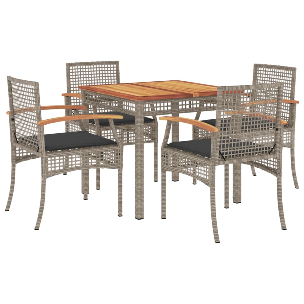 5-delige Tuinset met kussens poly rattan grijs is nu te koop bij PeponiXL, paradijselijk wonen!