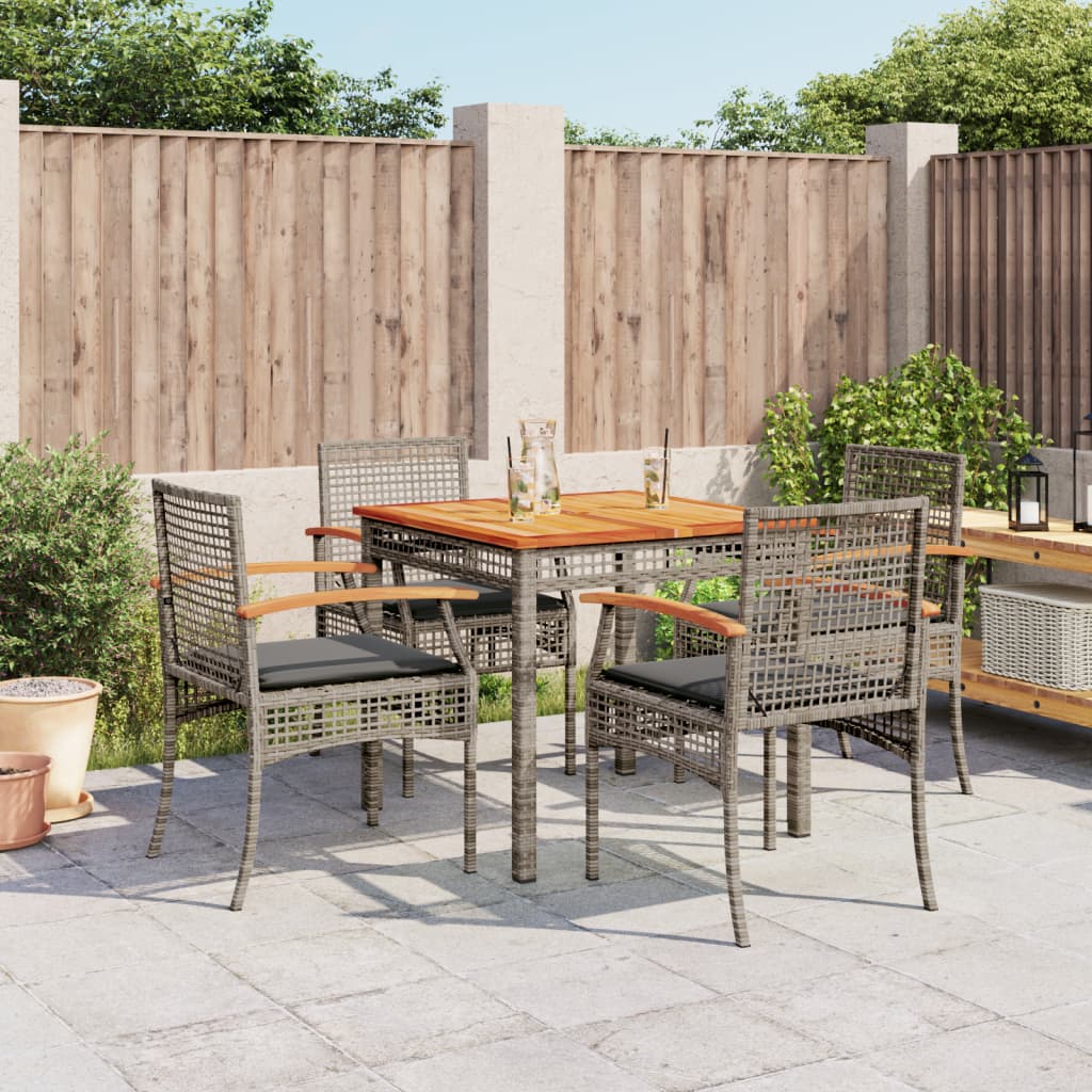 5-delige Tuinset met kussens poly rattan grijs is nu te koop bij PeponiXL, paradijselijk wonen!