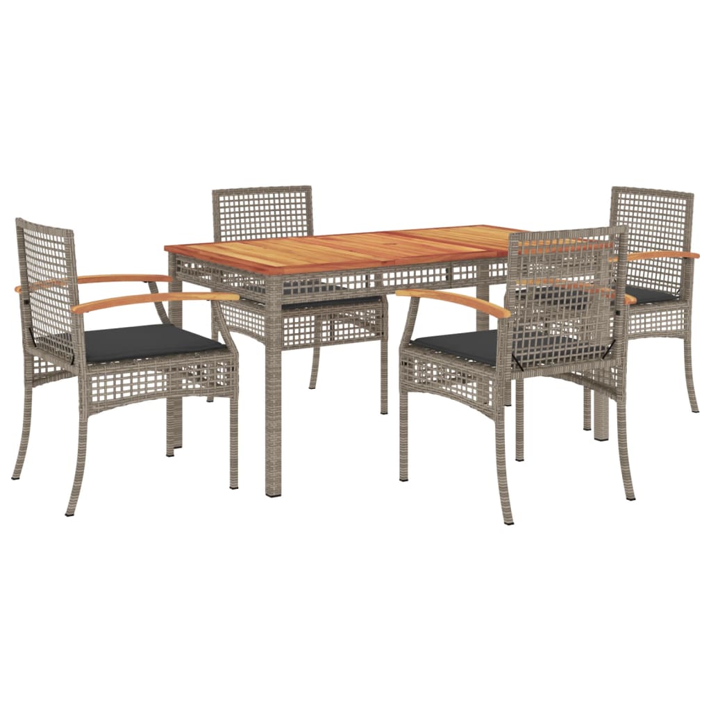 5-delige Tuinset met kussens poly rattan grijs is nu te koop bij PeponiXL, paradijselijk wonen!