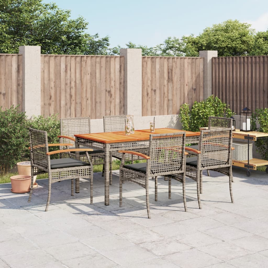 7-delige Tuinset met kussens poly rattan grijs is nu te koop bij PeponiXL, paradijselijk wonen!