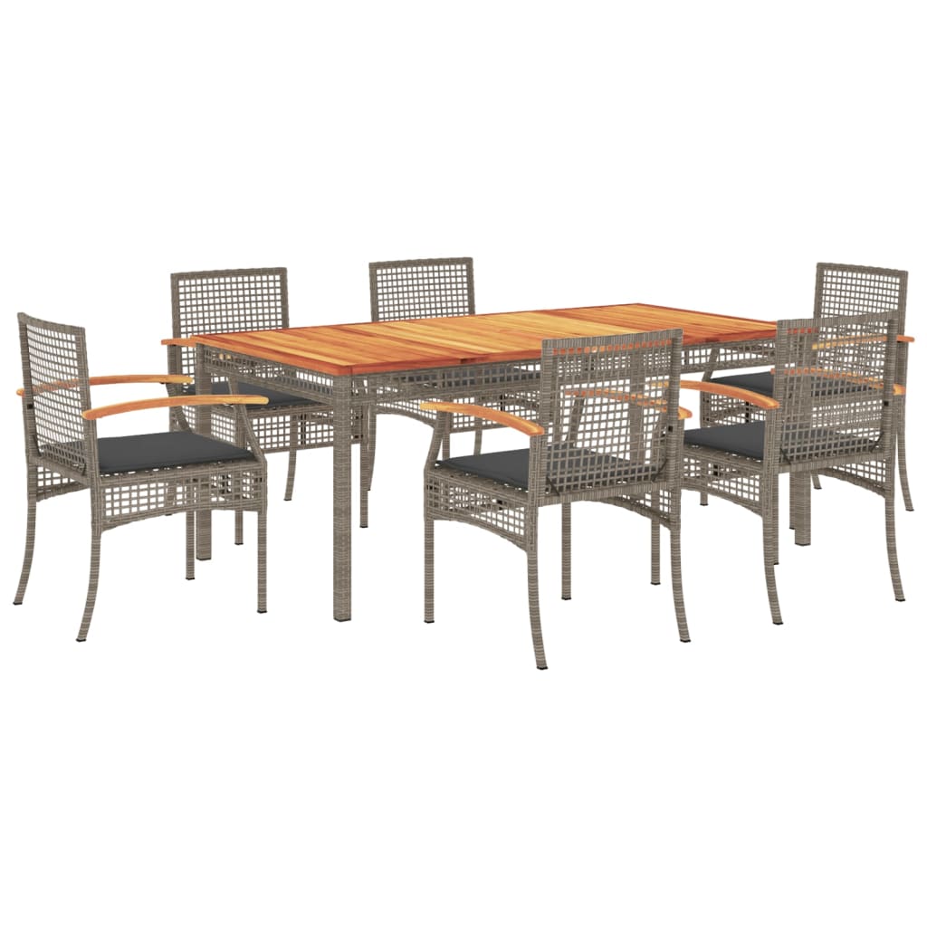 7-delige Tuinset met kussens poly rattan grijs is nu te koop bij PeponiXL, paradijselijk wonen!