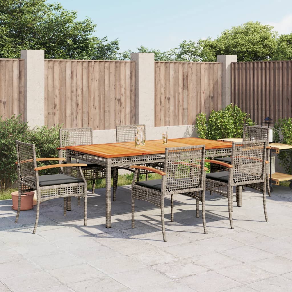 7-delige Tuinset met kussens poly rattan grijs is nu te koop bij PeponiXL, paradijselijk wonen!
