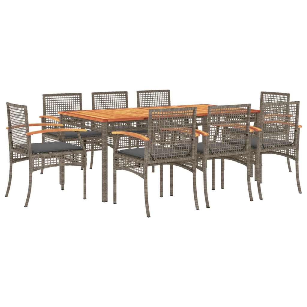 9-delige Tuinset met kussens poly rattan grijs is nu te koop bij PeponiXL, paradijselijk wonen!