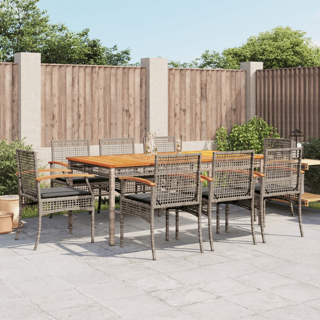 9-delige Tuinset met kussens poly rattan grijs is nu te koop bij PeponiXL, paradijselijk wonen!