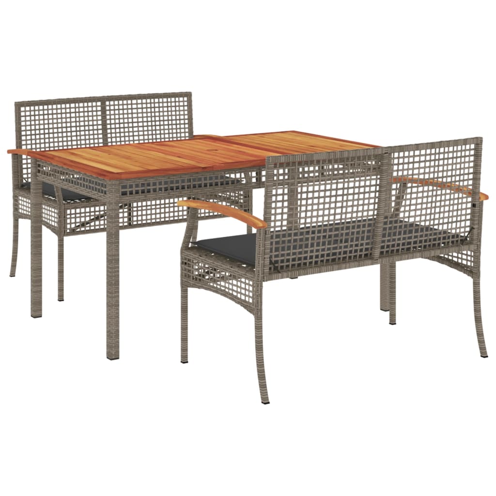 3-delige Tuinset met kussens poly rattan grijs is nu te koop bij PeponiXL, paradijselijk wonen!