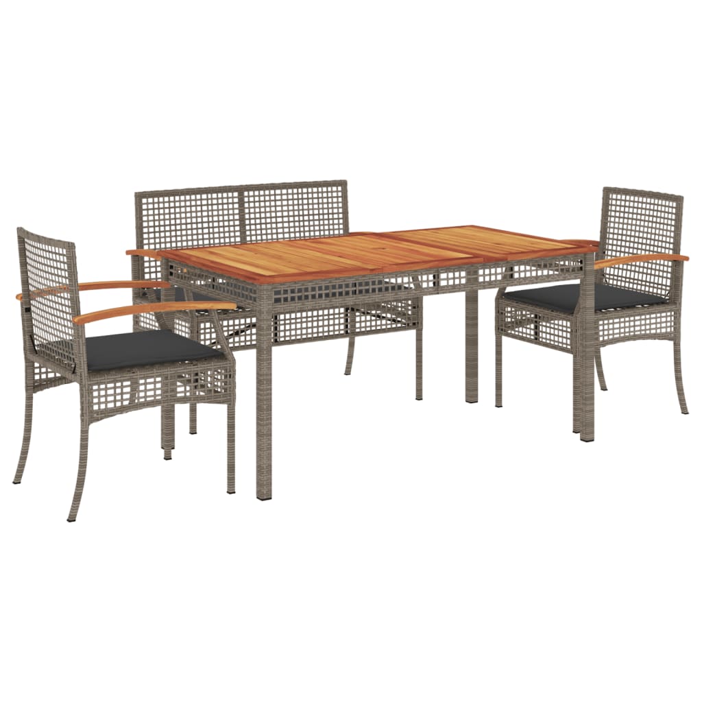 4-delige Tuinset met kussens poly rattan grijs is nu te koop bij PeponiXL, paradijselijk wonen!