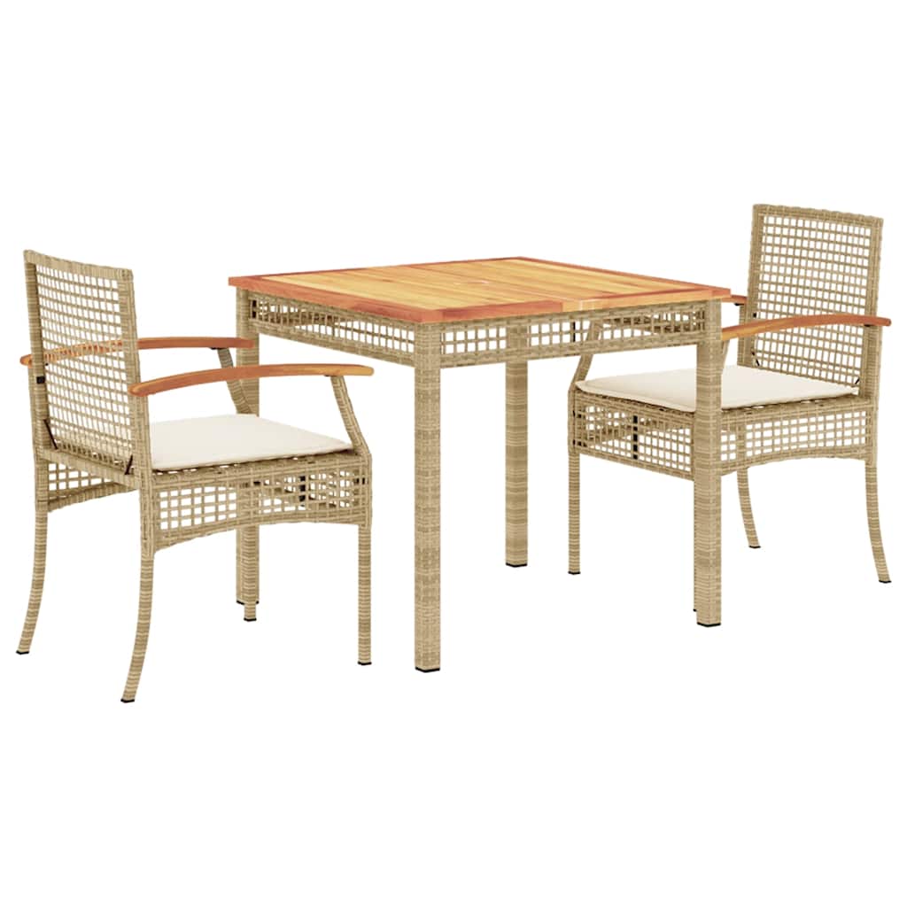 3-delige Tuinset met kussens poly rattan beige is nu te koop bij PeponiXL, paradijselijk wonen!