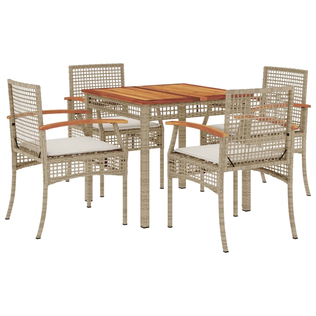 5-delige Tuinset met kussens poly rattan beige is nu te koop bij PeponiXL, paradijselijk wonen!