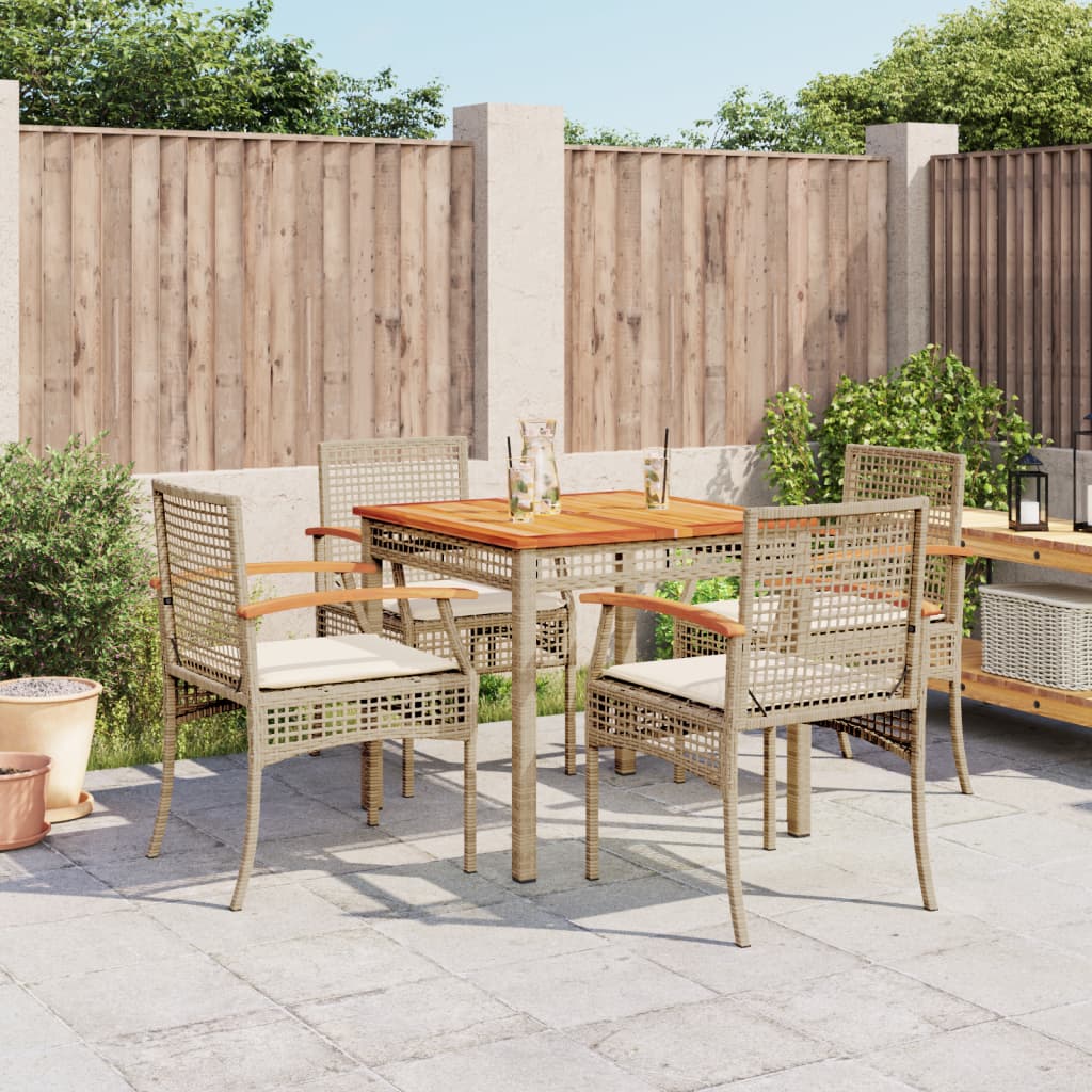 5-delige Tuinset met kussens poly rattan beige is nu te koop bij PeponiXL, paradijselijk wonen!