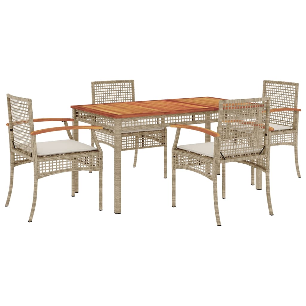 5-delige Tuinset met kussens poly rattan beige is nu te koop bij PeponiXL, paradijselijk wonen!