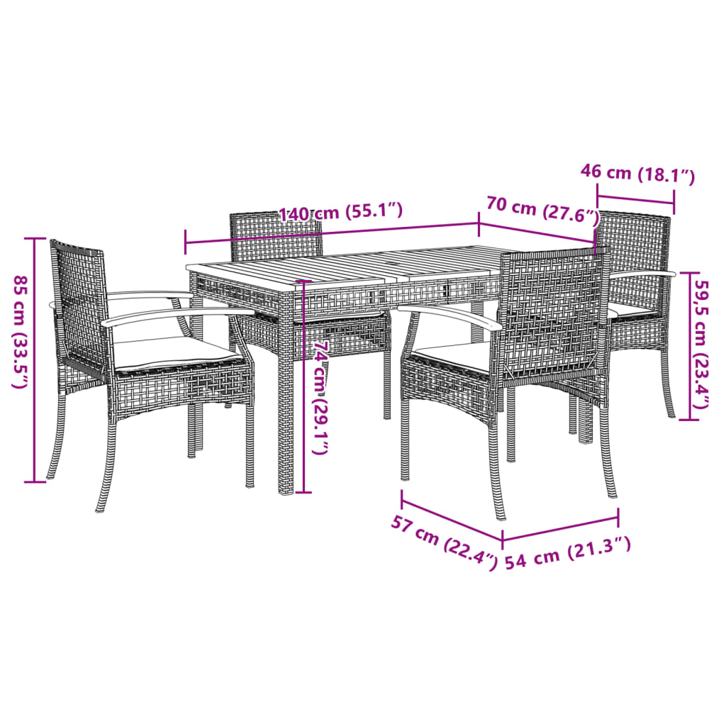 5-delige Tuinset met kussens poly rattan beige is nu te koop bij PeponiXL, paradijselijk wonen!