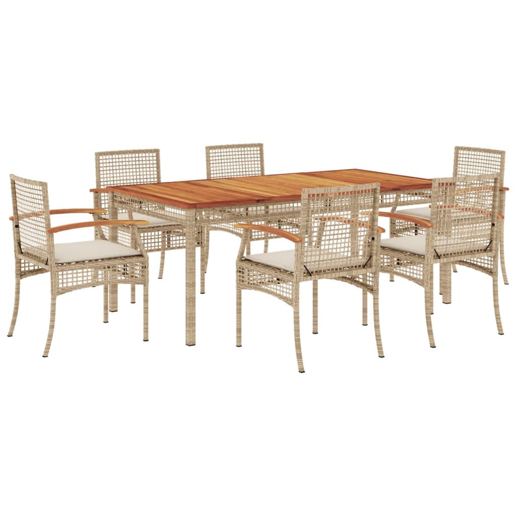 7-delige Tuinset met kussens poly rattan beige is nu te koop bij PeponiXL, paradijselijk wonen!
