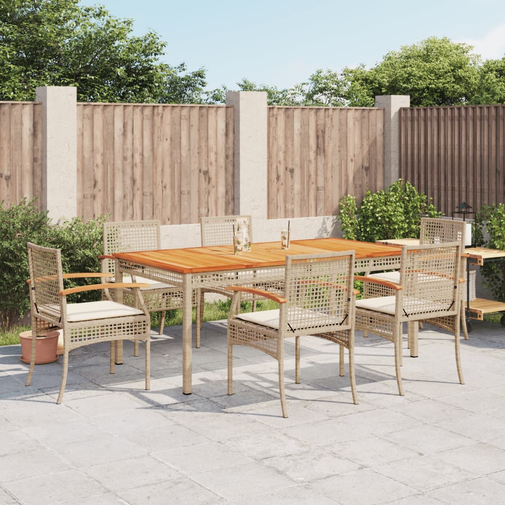7-delige Tuinset met kussens poly rattan beige is nu te koop bij PeponiXL, paradijselijk wonen!