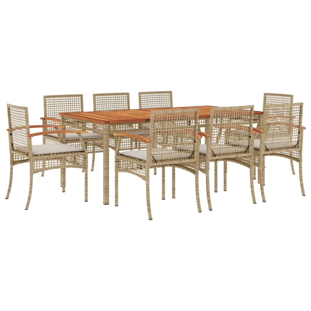 9-delige Tuinset met kussens poly rattan beige is nu te koop bij PeponiXL, paradijselijk wonen!