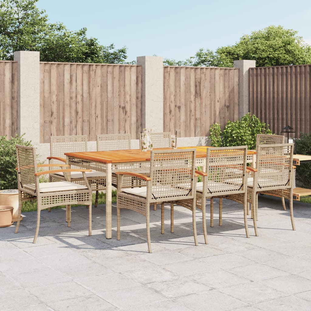 9-delige Tuinset met kussens poly rattan beige is nu te koop bij PeponiXL, paradijselijk wonen!