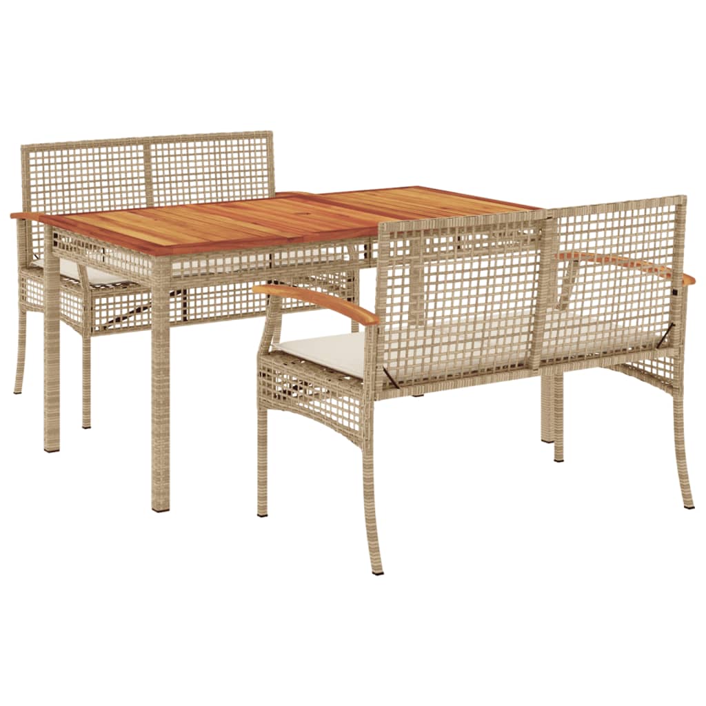 3-delige Tuinset met kussens poly rattan beige is nu te koop bij PeponiXL, paradijselijk wonen!