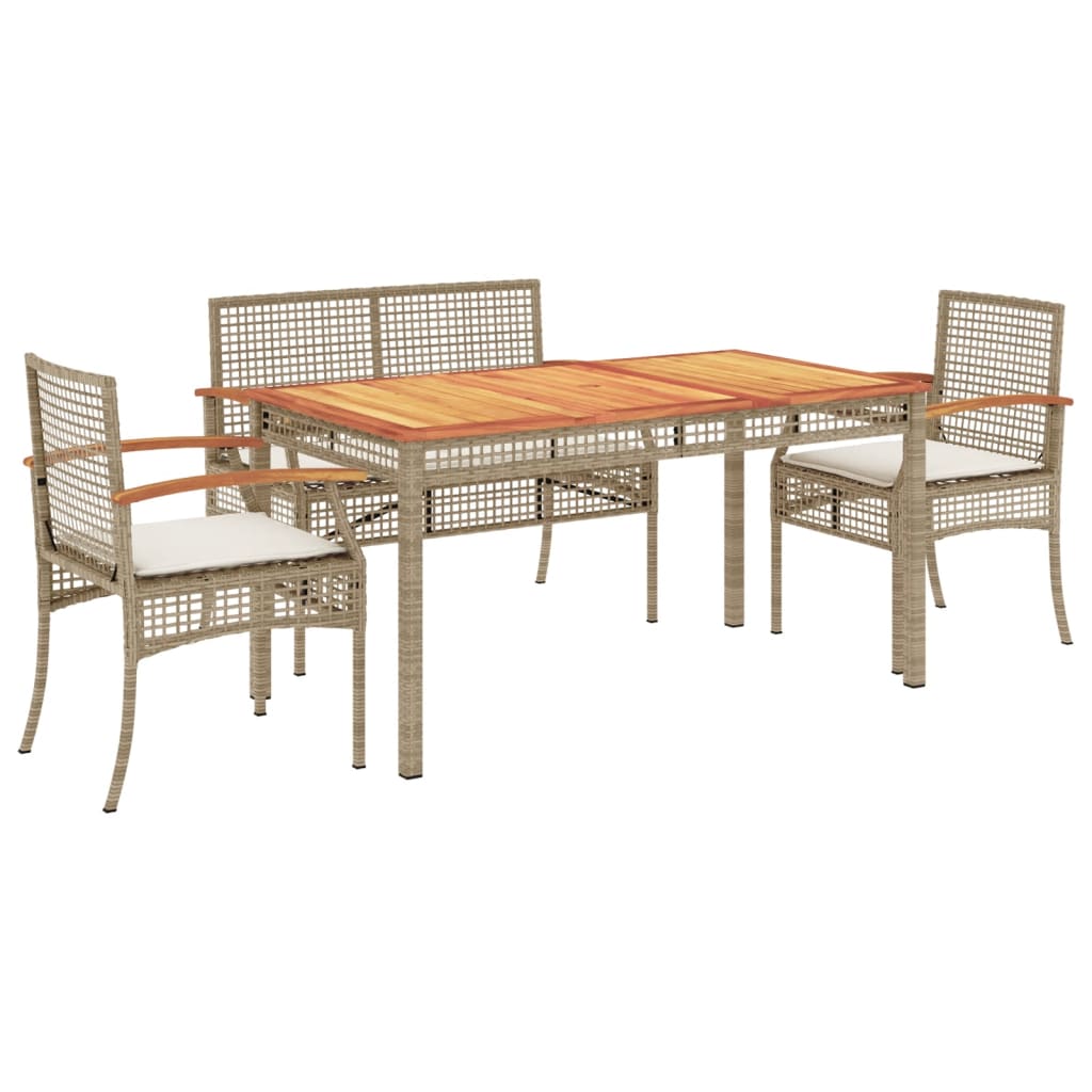 4-delige Tuinset met kussens poly rattan beige is nu te koop bij PeponiXL, paradijselijk wonen!
