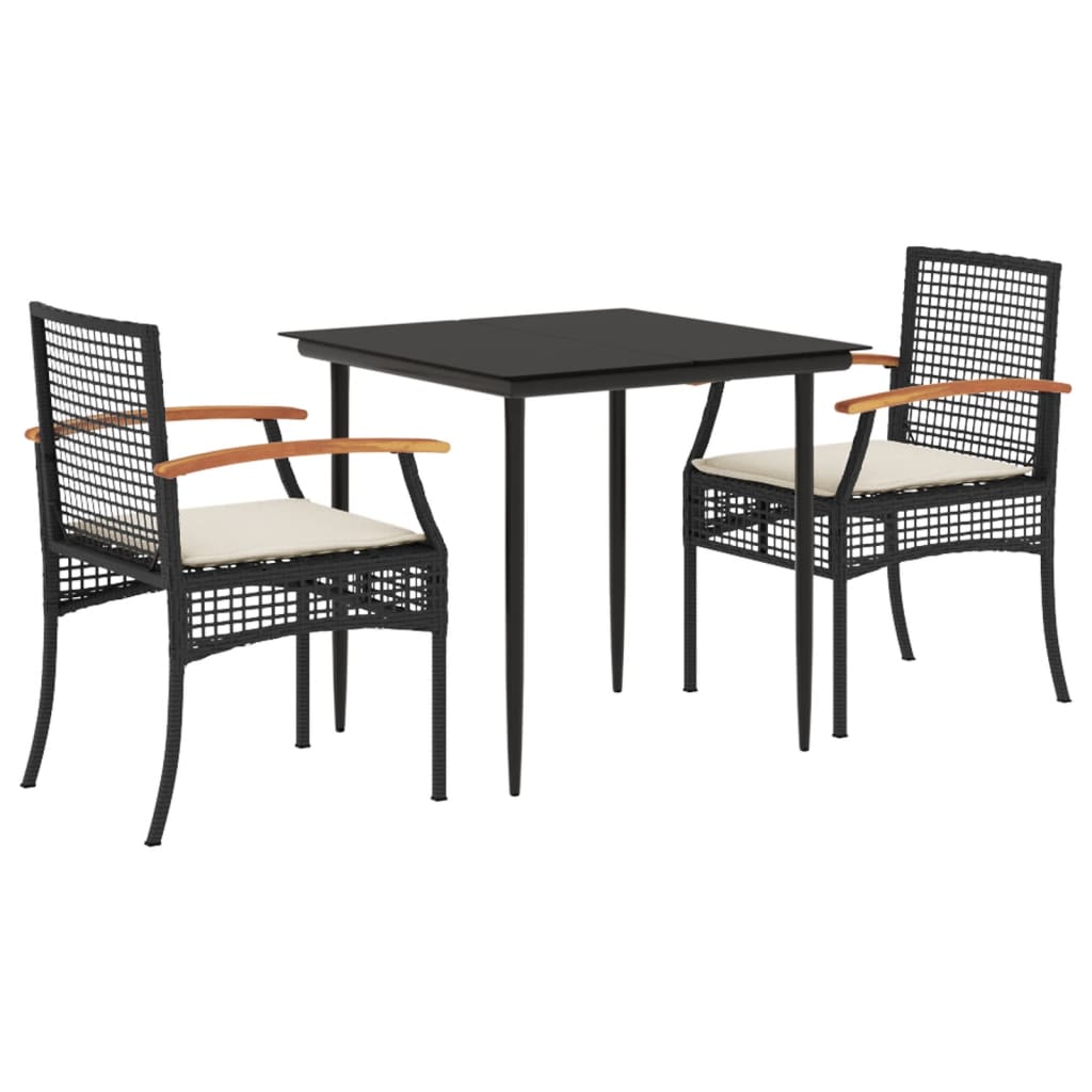 3-delige Tuinset met kussens poly rattan zwart is nu te koop bij PeponiXL, paradijselijk wonen!