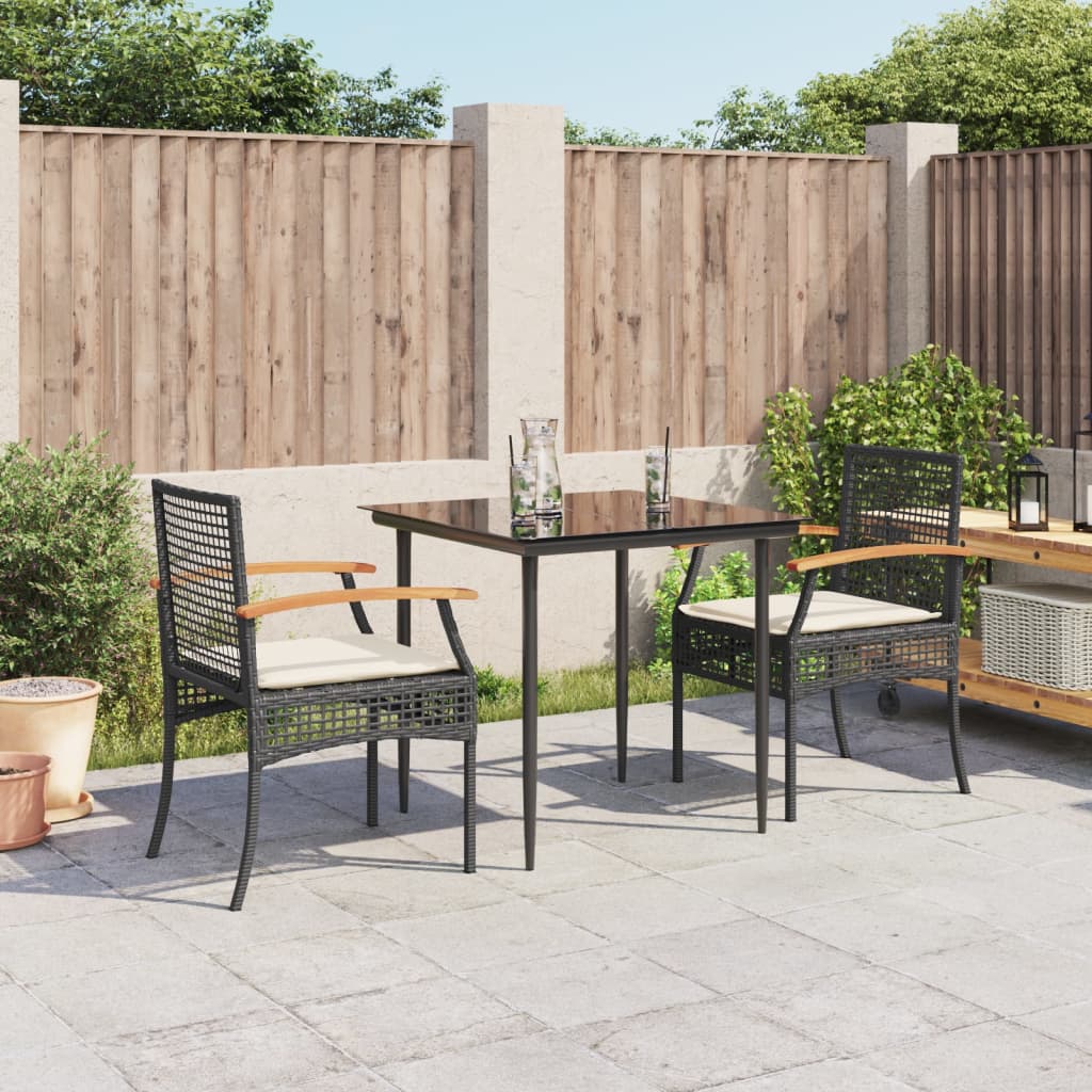3-delige Tuinset met kussens poly rattan zwart is nu te koop bij PeponiXL, paradijselijk wonen!