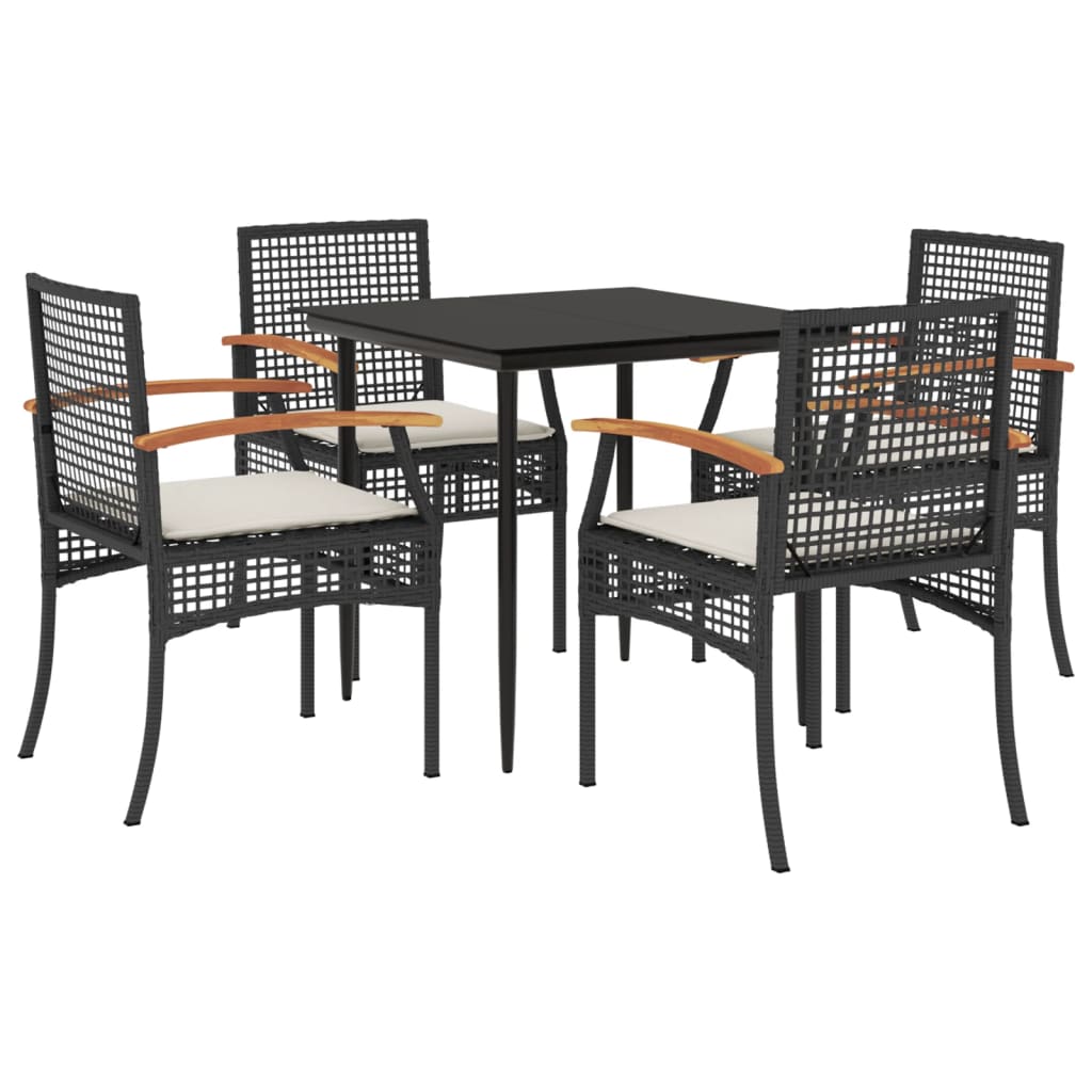 5-delige Tuinset met kussens poly rattan zwart is nu te koop bij PeponiXL, paradijselijk wonen!