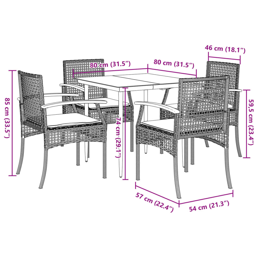 5-delige Tuinset met kussens poly rattan zwart is nu te koop bij PeponiXL, paradijselijk wonen!