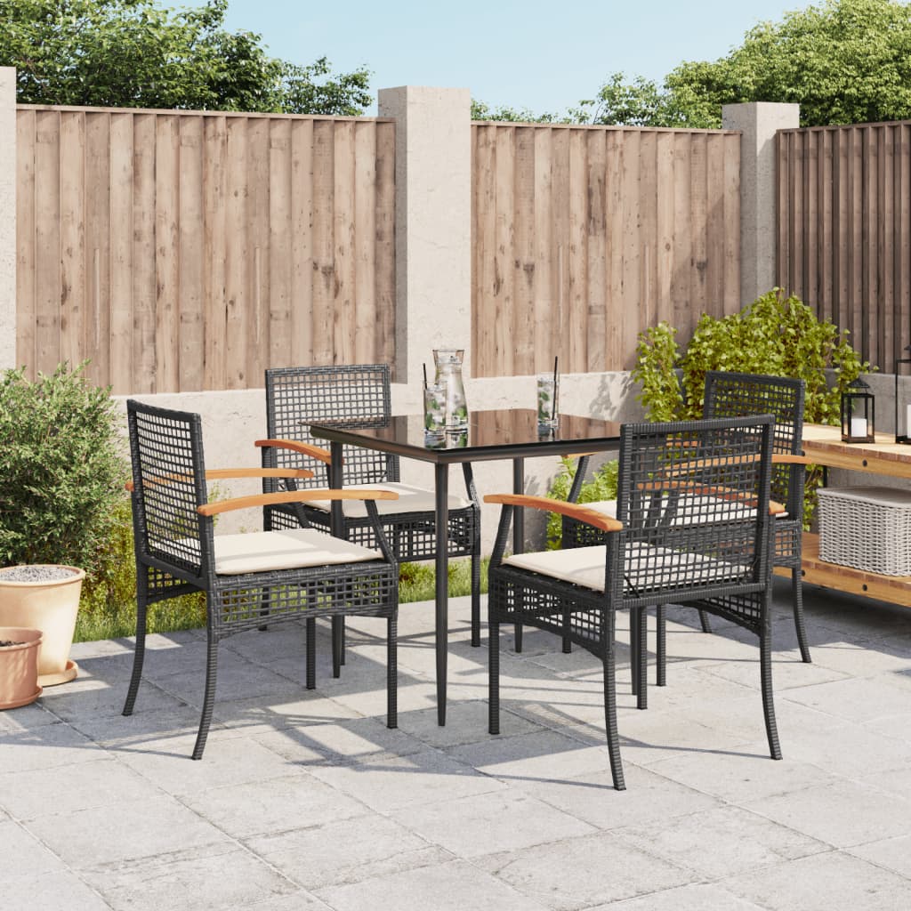 5-delige Tuinset met kussens poly rattan zwart is nu te koop bij PeponiXL, paradijselijk wonen!