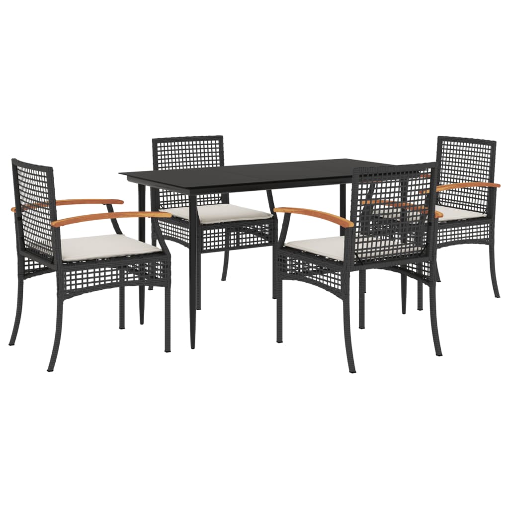 5-delige Tuinset met kussens poly rattan zwart is nu te koop bij PeponiXL, paradijselijk wonen!