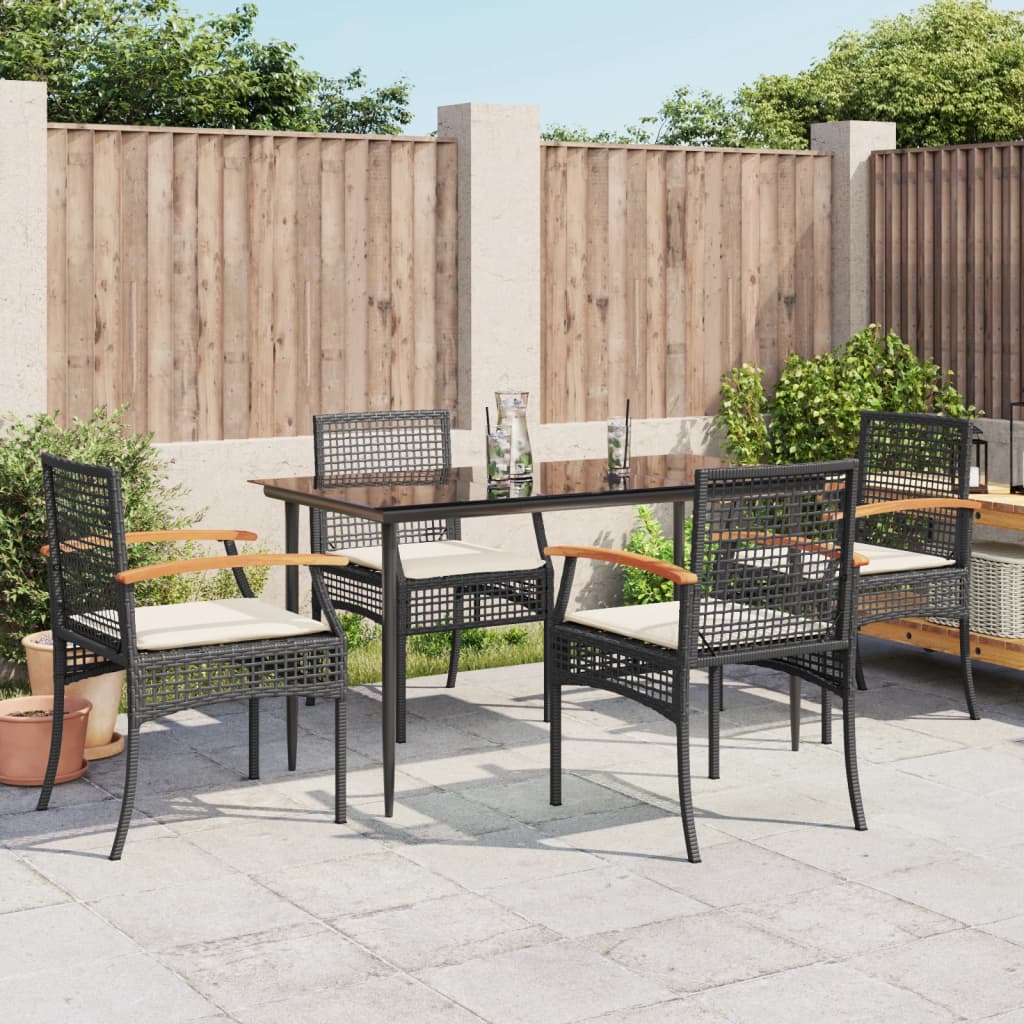 5-delige Tuinset met kussens poly rattan zwart is nu te koop bij PeponiXL, paradijselijk wonen!