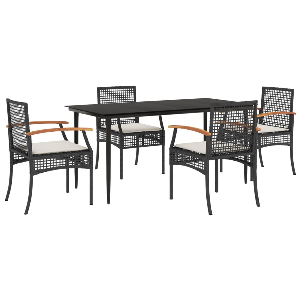 5-delige Tuinset met kussens poly rattan zwart is nu te koop bij PeponiXL, paradijselijk wonen!