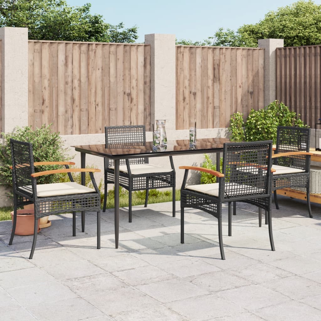 5-delige Tuinset met kussens poly rattan zwart is nu te koop bij PeponiXL, paradijselijk wonen!