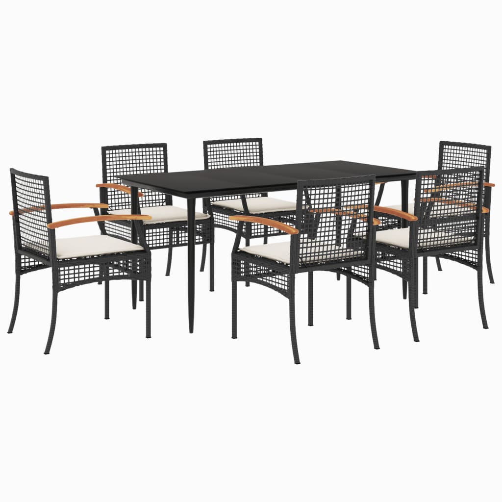 7-delige Tuinset met kussens poly rattan zwart is nu te koop bij PeponiXL, paradijselijk wonen!
