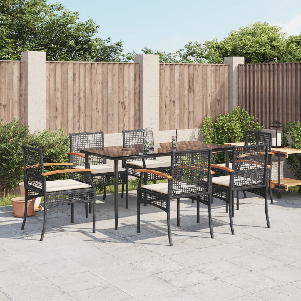 7-delige Tuinset met kussens poly rattan zwart is nu te koop bij PeponiXL, paradijselijk wonen!