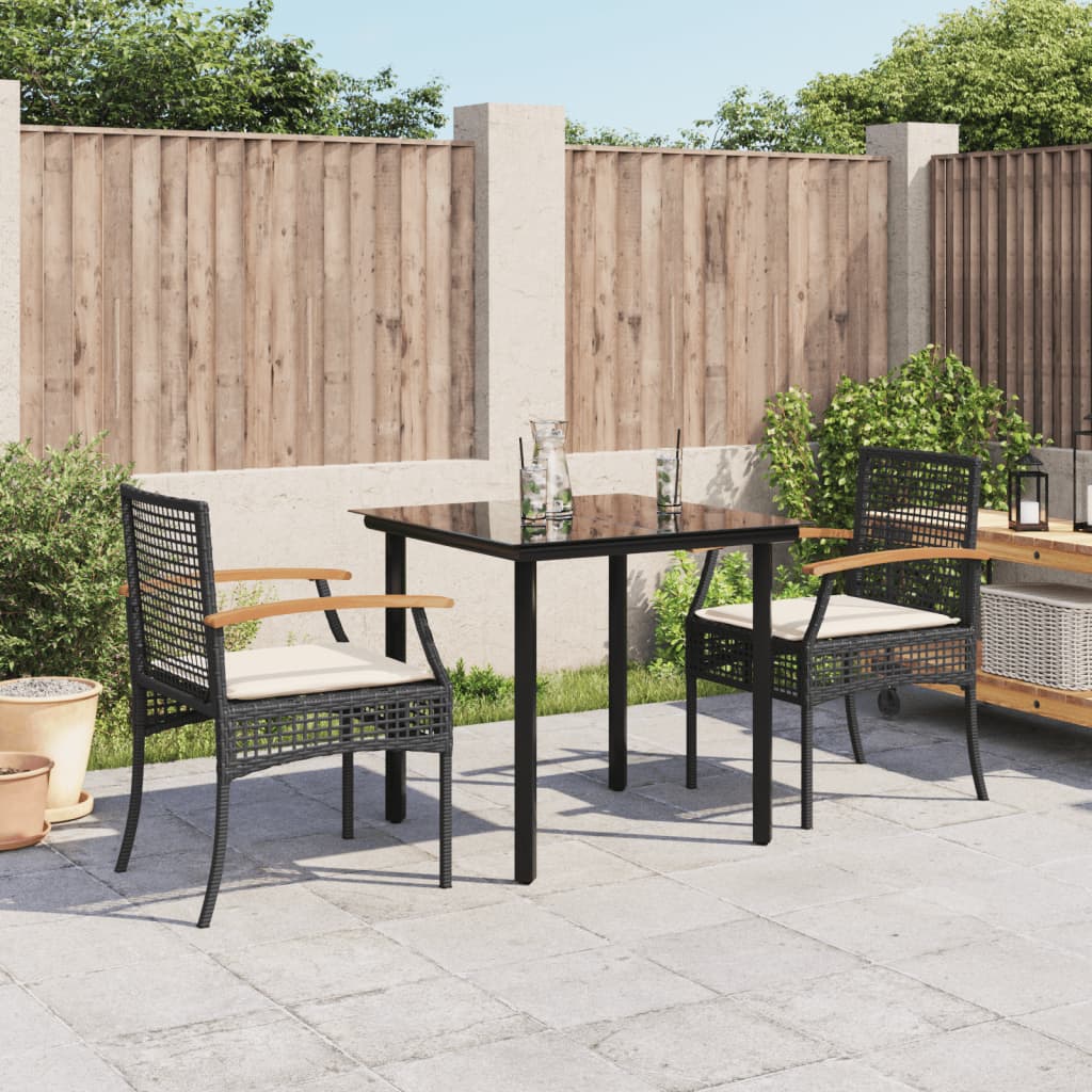 3-delige Tuinset met kussens poly rattan zwart is nu te koop bij PeponiXL, paradijselijk wonen!