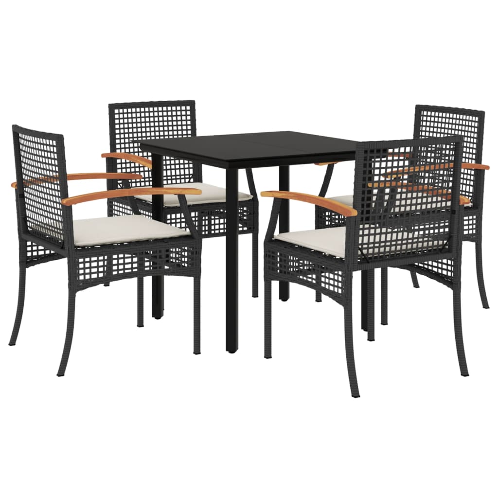5-delige Tuinset met kussens poly rattan zwart is nu te koop bij PeponiXL, paradijselijk wonen!
