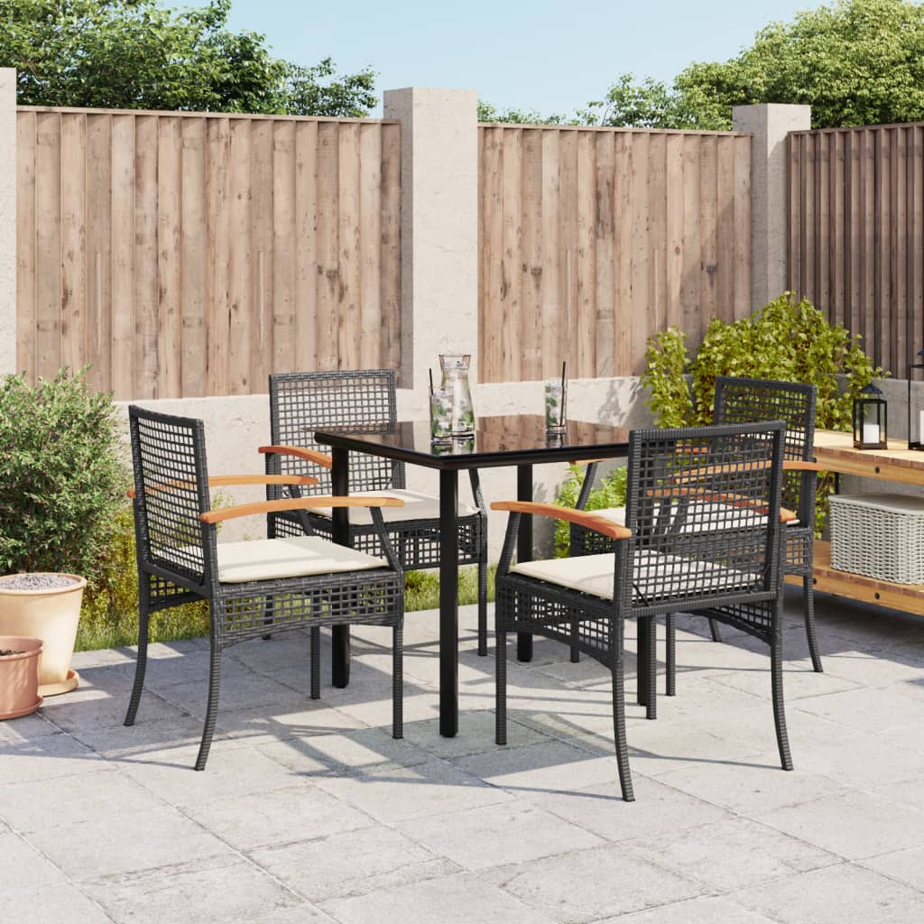 5-delige Tuinset met kussens poly rattan zwart is nu te koop bij PeponiXL, paradijselijk wonen!