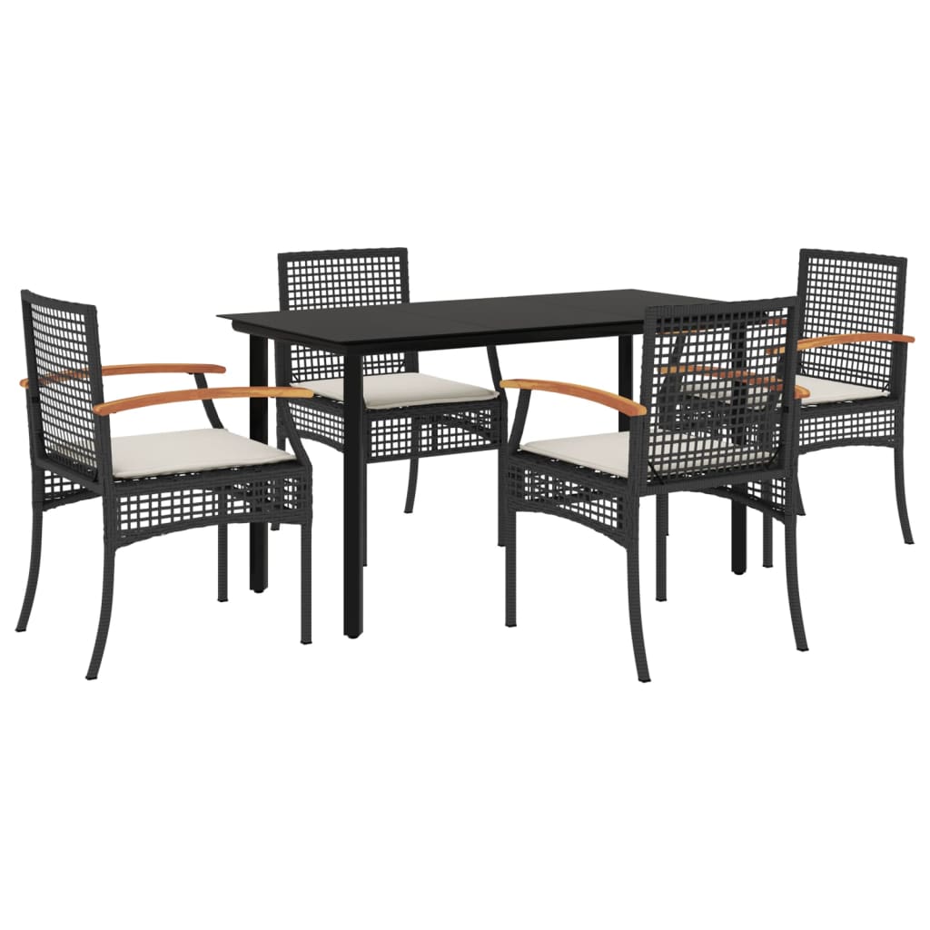 5-delige Tuinset met kussens poly rattan zwart is nu te koop bij PeponiXL, paradijselijk wonen!