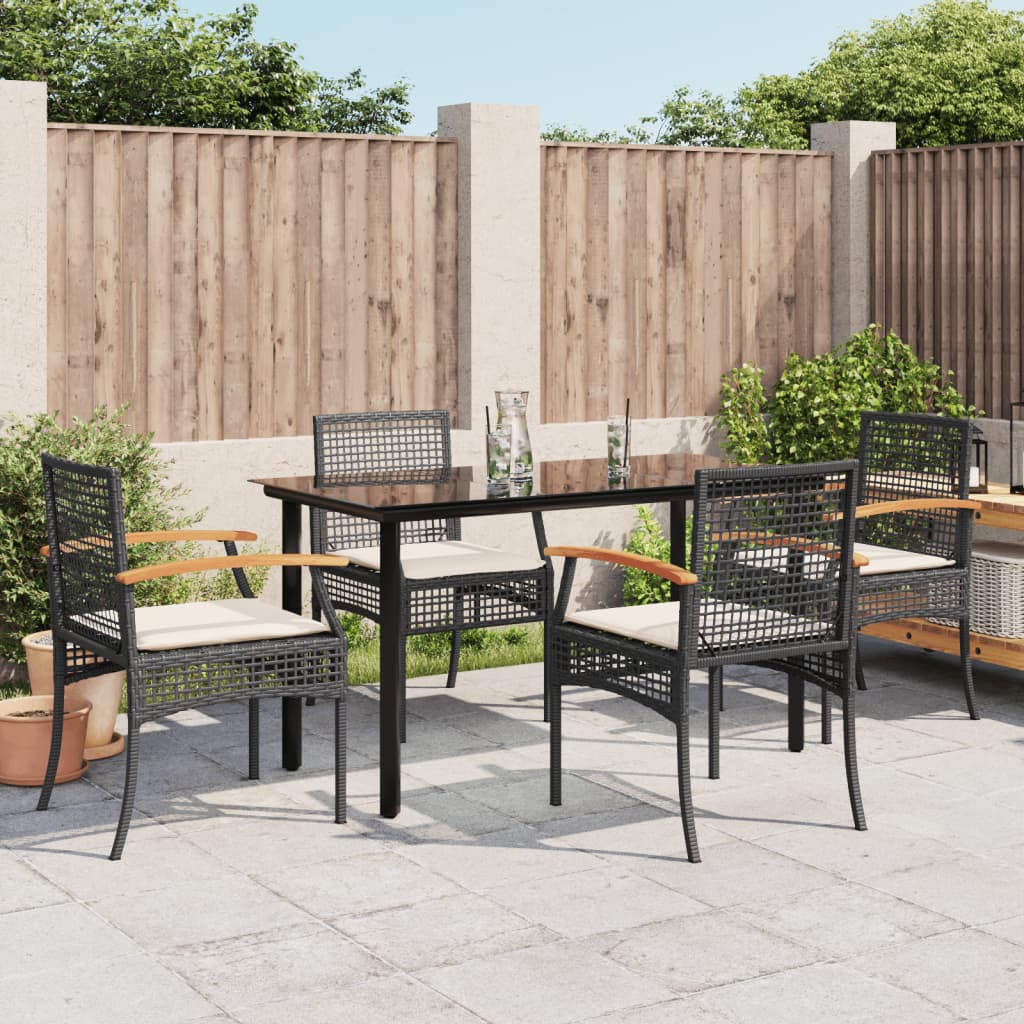 5-delige Tuinset met kussens poly rattan zwart is nu te koop bij PeponiXL, paradijselijk wonen!