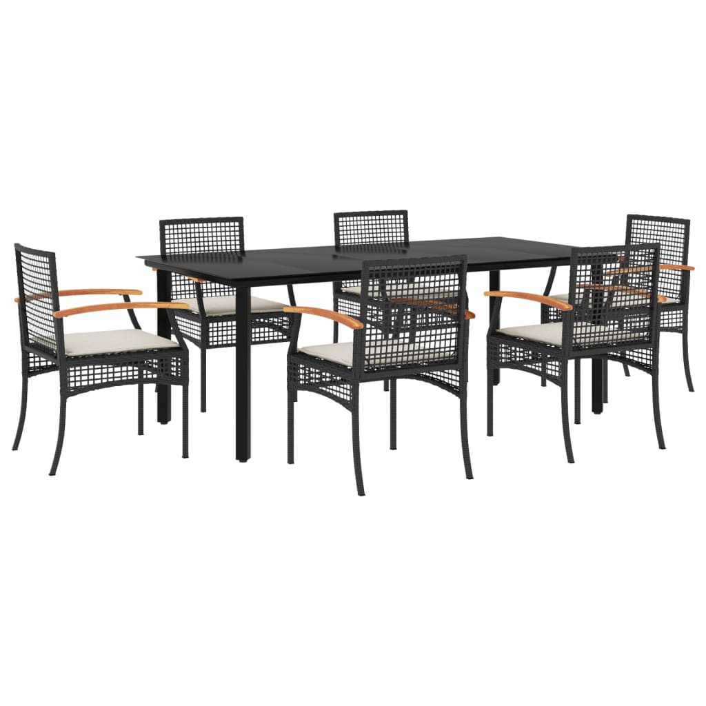 7-delige Tuinset met kussens poly rattan zwart is nu te koop bij PeponiXL, paradijselijk wonen!