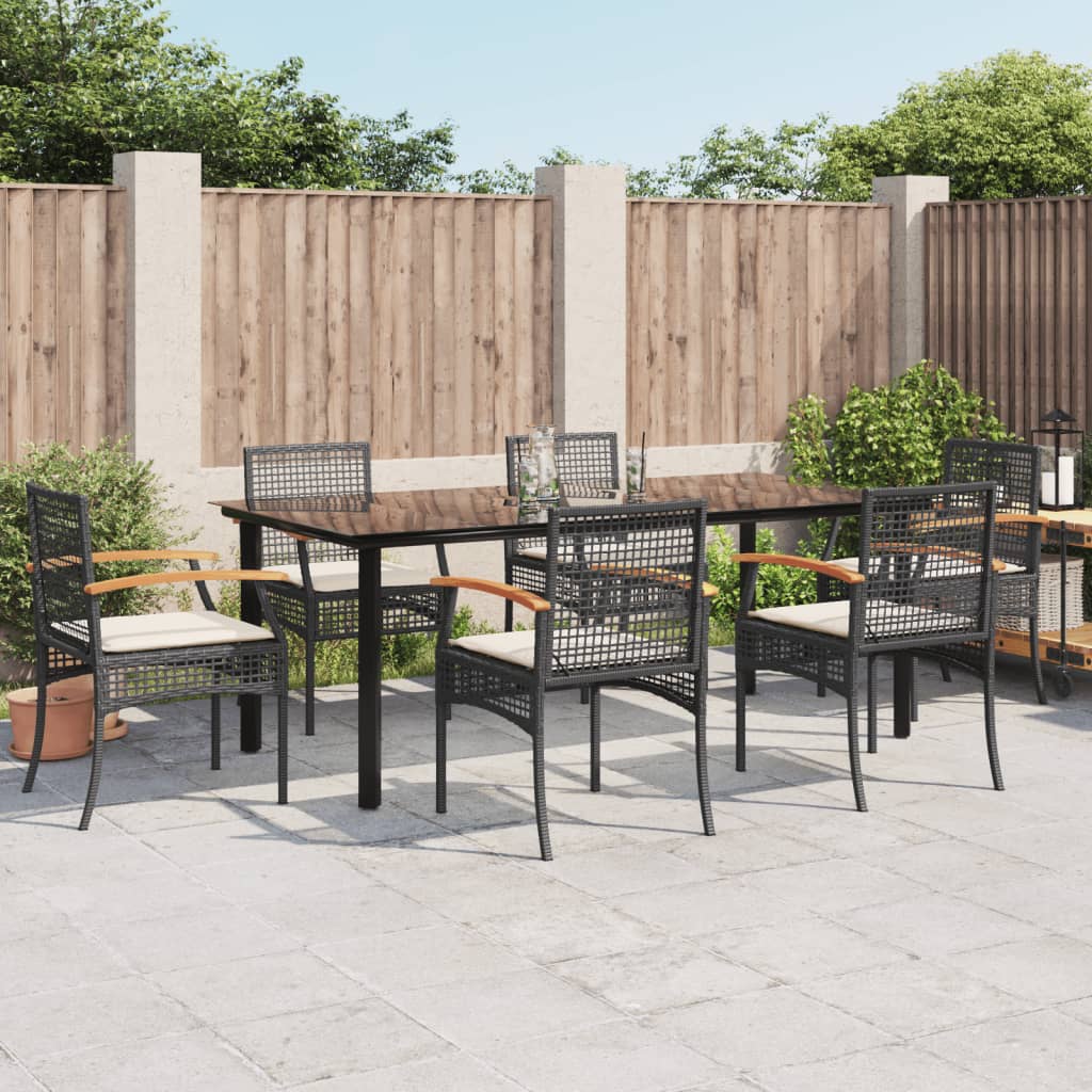 7-delige Tuinset met kussens poly rattan zwart is nu te koop bij PeponiXL, paradijselijk wonen!
