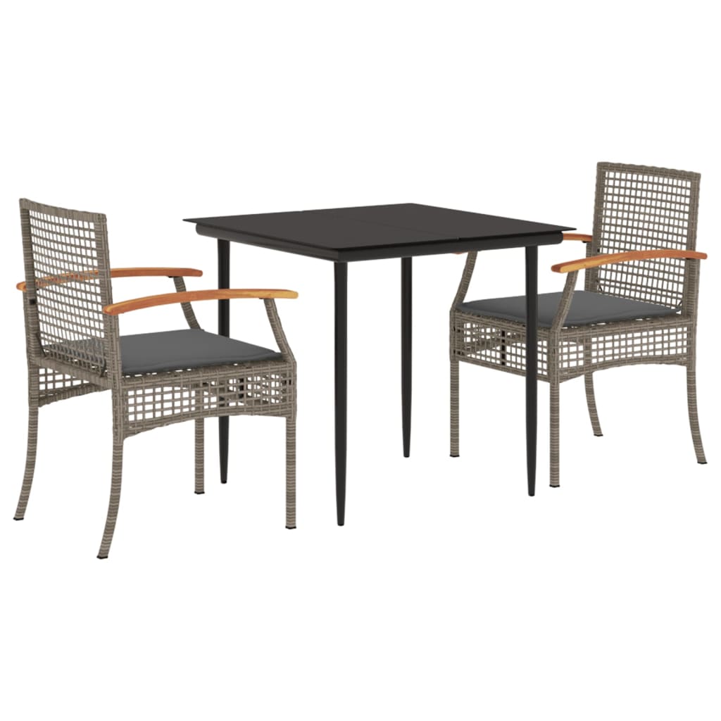 3-delige Tuinset met kussens poly rattan grijs is nu te koop bij PeponiXL, paradijselijk wonen!